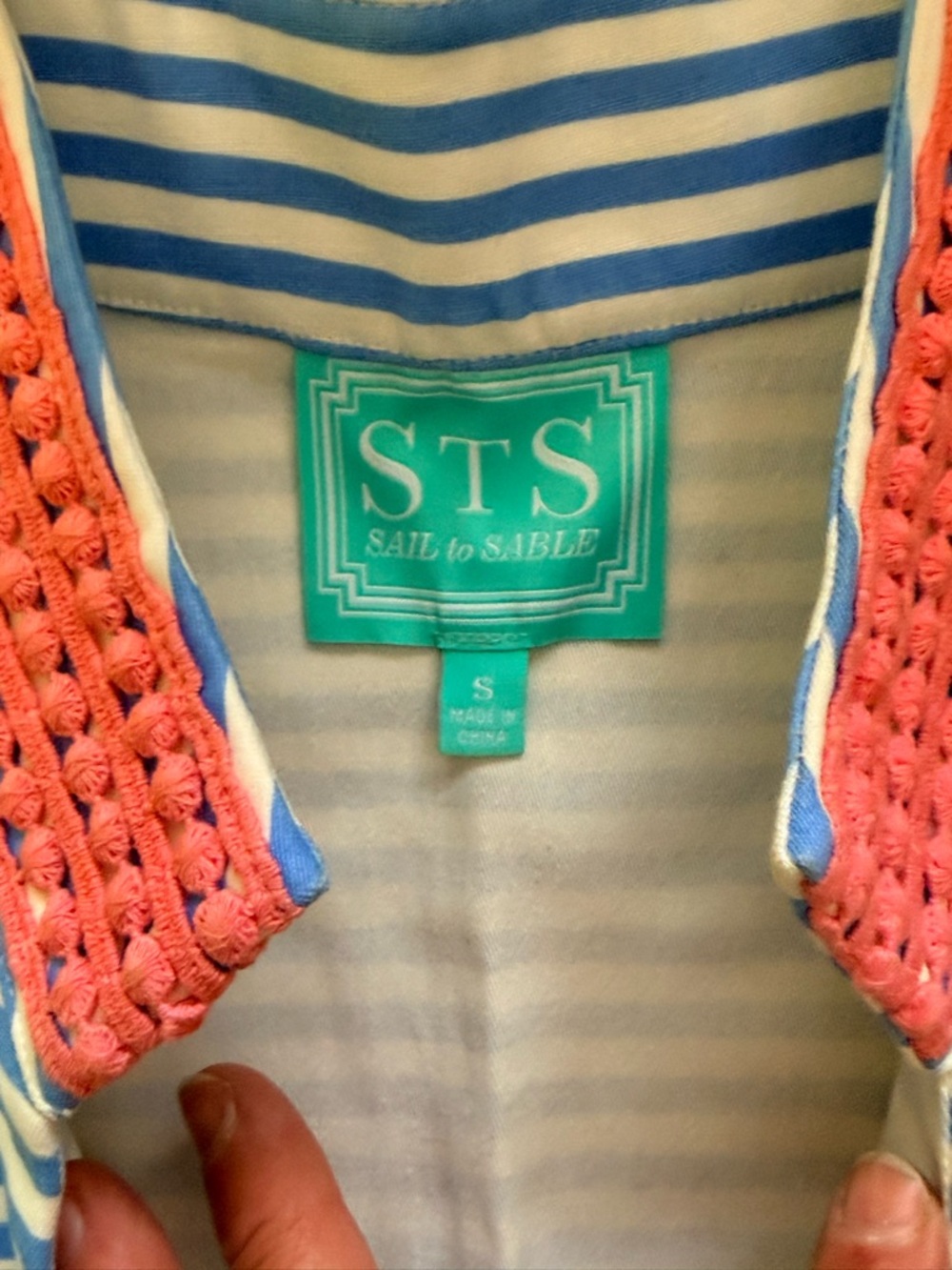 Sail to Sable Small Blue & White Striped Sleeveless Dress with Pink Trim-NWOT - Picture 6 of 6